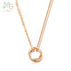 Chow Sang Sang Mint Series Double Ring 18K Rose Gold Necklace Interlocking Pendant 91873U47cm