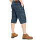 JEEP SPIRIT Jeep Casual Denim Shorts Men Loose Multi-Pocket Straight Working Shorts Summer Men's Cropped Pants 753 753 Dark Blue Size 2 Foot 5