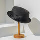 Gongbaicao elegant top hat French flat top hat spring and summer concave top rolled straw hat women's sun hat black hat 55-58cm adjustable