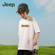 Jeep Kinder kurzärmeliges T-Shirt für 2025 Frühlings- und Sommer-neue pure Baumwolljungen und Mädchen loser Druck trendy kurzärmelig White-1349 140 [Empfohlene Höhe 135-145 cm]