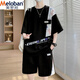 
Meiluobon MELOBAN casual sports suit men's summer new fashion brand printed shorts shorts two-piece set men's handsome clothes one set 75167 white L reference 110-125Jin [Jin equals 0.5 kg]