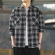 
Retro plaid long-sleeved shirt for men and women in spring and autumn 2024 new loose Korean work shirt jacket K12301 black + K12109 khaki 3XL