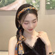 Suyi embroidery retro chain headband streamer headband one-piece satin fabric headdress temperament non-slip hair accessories blue streamer headband