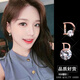 Flash engraved letter earrings for women, compact new design, trendy Korean temperament earrings, Internet celebrity simple earrings, birthday gift, white gold