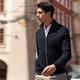 Mr. Bu Basulan wool zipper stand-up collar spring cardigan sweater men's sweater BT12128 piano black 2XL (185)