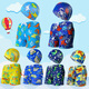 GUBPMTSHIM new children's shorts cartoon printed boxers beach little boy seaside swimsuit boy swimming comfortable swimming trunks lake blue bottom small shark yk4807 one size [40-75Jin [Jin equals 0.5 kg]]