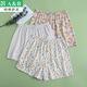 AB Unterwäsche für Frauen Sommer Baumwolle gedruckt Aro Hosen dünne hohe Taille Lose großer Sommerpyjama Shorts H826 Granatapfelblume 3xl (175/105)