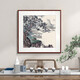 Original beauty ink landscape painting Zen hanging painting study tea room decoration painting new Chinese style living room wall painting landscape mural entrance hall D with frame size 40*40cm mahogany color frame