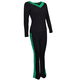 Jingga mittleren Alters und älteren modalen Quadratmodal-Tanzkostüm-Set-Tanzhosen Lateinische Praxis Frauen Y191 Langarmes + K1421 Black + Gras Green Edge Set l