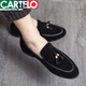 Kadile Crocodile Night Hairstyle Lazy Man Steps Casual Cuir Chaussures Men de style coréen TENDY All-Match Grosted Leather Bean Chaussures Chaussures tendances à la mode 6999 Black 41