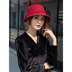 JIASHENGXI wool fisherman hat British hat women's autumn and winter versatile elegant basin hat fashion socialite Hepburn small brim French hat brick red adjustable