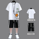 
Yunyin teenager shorts shorts suit for boys summer T-shirts for big children junior high school students new trend sports and leisure two-piece set [15816 white + shorts] 165/M Suitable for 75-95Jin [Jin equals 0.5 kg]