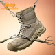 Jeep Martin Boots Men's Spring and Autumn 2025 New High Top Desert Tactical Short Boots Outdoor Hiking Mountaineering Men's Work Boots Khaki 42 (Sports Shoe Size)