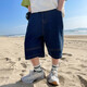 Zuoxi Boys Denim Shorts Pants enfants 2025 Nouveau pantalon d'été à cinq points Couleur de denim foncé 130
