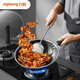 Joyoung wok non-stick 304 stainless steel honeycomb wear-resistant flat bottom wok boiler stove universal 32cm visible stand-up lid