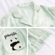 
Mint green panda couple pajamas for women summer ice thin short sleeve shorts imitation silk can be worn outside for men's home clothes 3890 women 3897 men 3XL men