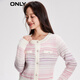 ONLY autumn and winter fashion contrasting striped long sleeve round neck short sweater for women 12343B002 HQ2 rainbow stripes S 160/80A