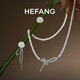 HEFANG He Fang Jewelry Rose Ribbon Necklace Silver Clavicle Chain Light Luxurious and High-end Birthday Gift for Girlfriend Necklace