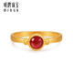 Ming brand jewelry pure gold European style red enamel round muse ring AFM0281 labor cost 550 pure gold ring size 14 about 3.57 grams