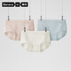 
Banana silver leather 510S women's briefs 60 long velvet cotton soft, traceless breathable 7A antibacterial medium waist summer 3 pieces