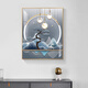 
Shunjixiangli light luxury meter box decoration painting vertical version without punching modern simple restaurant cover switch box hanging painting living room mural JD12046 Fulu moon full 40*50cm (cover 30*40) left push and pull black frame