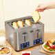 Tenfly Toaster Toaster Stainless Steel Multi-Slice Toaster Home Desktop Toaster Commercial Multi-Slice Bread Export to Domestic Sales Touch Control Model 4-Slice Bread Slots Includes Practical 4-piece Set