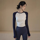 ACKDCS Contrast Color Yoga Wear Top Women's Spring and Summer Slim Fit Outdoor Sports Long Sleeve Pilates Fitness Training T-Shirt