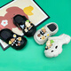 Dezu Nouveau style de garçons et de filles Slippers parent-enfant mignon Cartoon petites boules de charbon Eva Hole Shoes Soft Sodals Sandales sans glissement blanc-606 petites boules de charbon 28-29