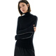 Yunshang Life [vinyl base shirt] 100% wool seamless integrated slim sweater top 2024 winter Z9926 black 48 3-strand 100% wool M