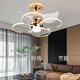 Er Jiangong Deckenlüfter Käfig 2023 Leichte Luxus-Schlafzimmer Wohnzimmer Esszimmer Lüfter Restaurant Elektrische Lüfter integriert Custom 9195 Black Absorbing Model + Drei-Farben-lichtveränderte Fernbedienung