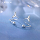 Lnieer999 pure silver fish tail earrings for women with pierced ears 2025 new screw-buckle earrings light luxury high-end earrings 999 pure silver fishtail spiral earrings (pair)