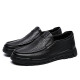 JINHOU Men's Shoes Spring and Autumn Dad Shoes Business Casual Hollow Leather Shoes Men's Breathable Wear-Resistant Slip-On Men's Shoes Black Size 43