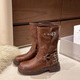 
Fan Xiaoru Western denim short boots for women thick-soled Martin boots 2025 new retro British style single boots versatile travel knight boots brown 36