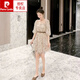 皮尔卡丹（pierre cardin）方领雪纺连衣裙女夏装2025新款炸街小个子减龄显瘦收腰网纱仙女裙 杏色裙子9435初 XL