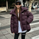 YAYA down jacket for women winter new style short hooded thickened temperament 90 duck down loose casual jacket DS moon night black L (165)