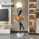 Palm tree Italian abstract sculpture floor lamp ballet girl art large ornament hotel lobby beauty salon entrance decoration ballet girl floor lamp - light blue/height 1.38 meters
