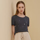 
Golden Santa Golden Santa Base Shirt for women with silk striped round neck can be worn on the outside for short-sleeved casual shirt 3YZFBB701 Navy bottom rice noodles 4554 M