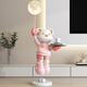 Chenyu Light Luxury Violent Bear Living Room Large Floor-standing Decoration TV Cabinet Next to Sofa Home Decorations Move-in New Home Gift Height 133cm Violent Bear Pink