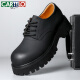 
CARTELO British men's casual leather shoes breathable soft cowhide derby shoes round toe thick sole business leather shoes men 9930 black 41