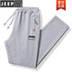 JEEP cotton casual pants 2024 new men and women couple wear spring and autumn loose running sports straight trousers dark gray (legged style) 2XL 130-145Jin Jin is equal to 0.5 kg