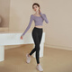 Yoga girl yoga clothing women's suit new long-sleeved sports top professional running training Pilates fitness clothing purple top + gray purple trousers M (95-110Jin Jin equals 0.5 kg)