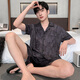Katzenmänner Pyjamas Männer Eis Seiden Sommer Neue komfortable Strickjacke kurzärmelige lässige, einfache Herren-Heimkleidungsanzug können außerhalb der QY-MYMD6626-SET-Men l geeignet für 110-130jin [Jin gleich 0,5 kg] geeignet sein [Jin entspricht 0,5 kg]