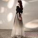Li Baixin black evening dress French style for women to wear at ordinary times gradient starry sky long temperament choir banquet host black mid-length XXL