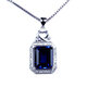 DRJEFUN rectangular tanzanite sapphire pendant necklace, women's blue tanzanite necklace set with diamonds and silver jewelry, rose gold (main stone 10X12mm) with chain