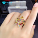 Xinheming Tourmaline Ring Girls Light Luxury Ring New Product Brazilian Women's S925 Silver Exquisite and Attractive Multi-grain Candy Color Fresh and Hao Tourmaline Ring Color