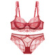 
VRSZEE light luxury brand underwear for women thin style gathering bra set small breasts and sexy lace underwear seductive bikini burgundy 80B