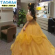 TAO HAN yellow evening dress for women 2024 new high-end light luxury princess Belle same wedding dress French fairy forest yellow S