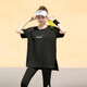 Zuolangdi yoga suit women's fitness suit summer new large size fat mm loose slimming running sports suit black three-piece set M (42-52KG recommended)