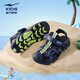 鸿星尔克（ERKE）童鞋新款透气男童凉鞋中大童包头防撞儿童凉鞋儿童沙滩鞋 正黑/麦苗绿 -偏小1码 34
