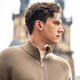 Mr. Coss Half High Necy Zipper Pure Cotton Treen Cardigan Automn Men's Ragsleeves Veste tricotée Pull YS12352 Birch Green XL (180)